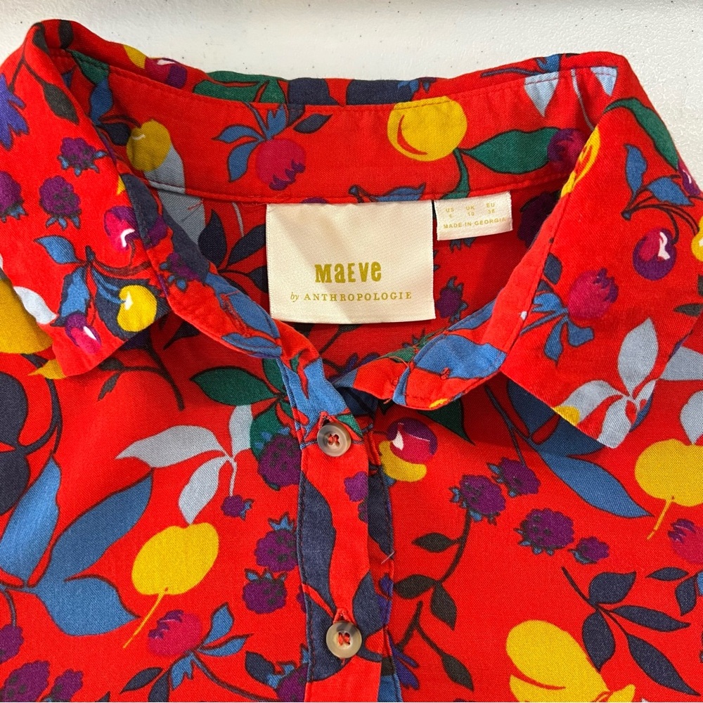 Maeve Red Floral Button-Down Shirt - Picture 16 of 16